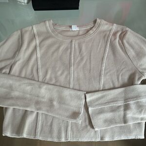 Garage Cream Crop Ribbed Sweatshirt